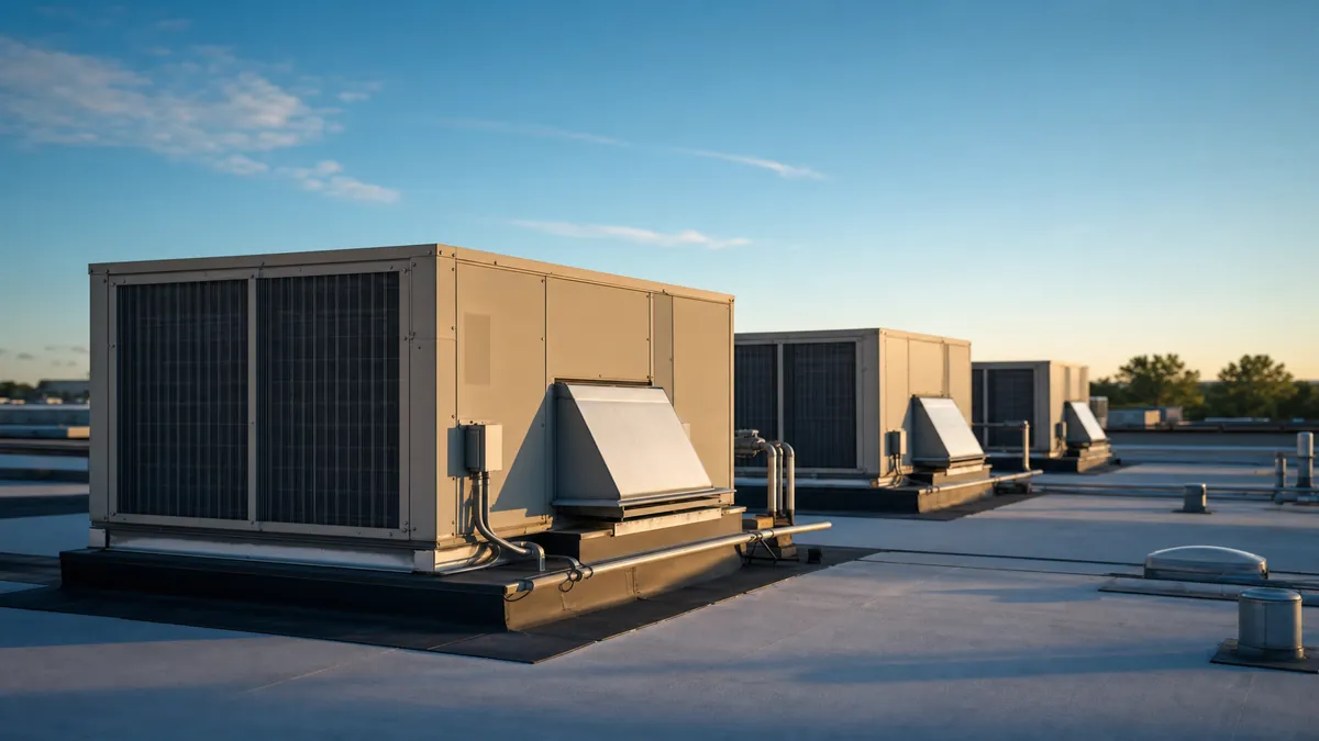 Commercial rooftop HVAC units on a flat roof